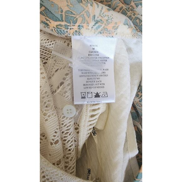 Miss Me Crochet Chiffon Kimono Long Duster Boho & Gauze Crinkle Size Medium New - Picture 8 of 10